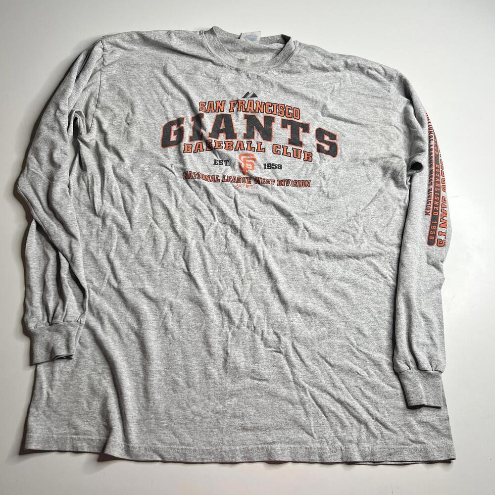 San Francisco Giants‎ Shirt Mens XL Gray MLB Baseball Majestic Long Sleeve Tee